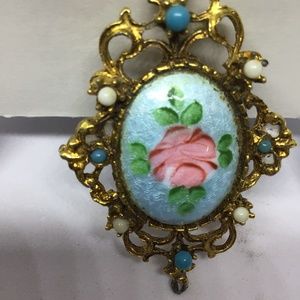 Guilloche Enamel Brooch